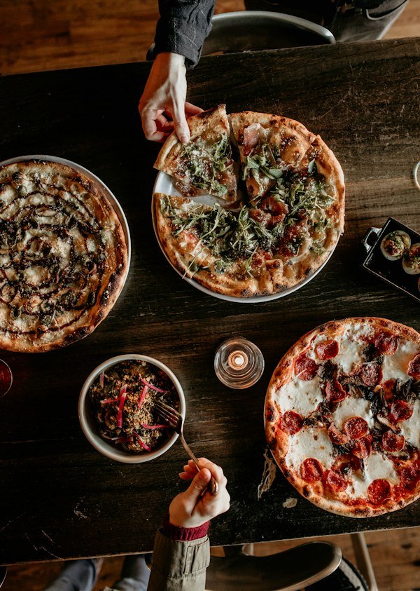 Pizzas vues du dessus